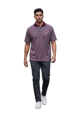 Izod Golf Polo Shirt Men’s Large Maroon Stripes Short Sleeve Collared